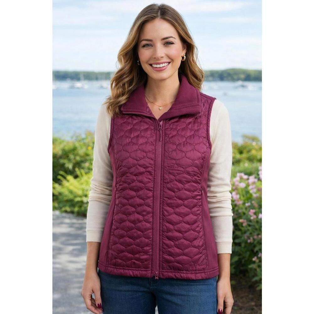 L.L.Bean Women's Quilted Puffer Vest XS Plum Berry Zip-Front Outdoor Layer